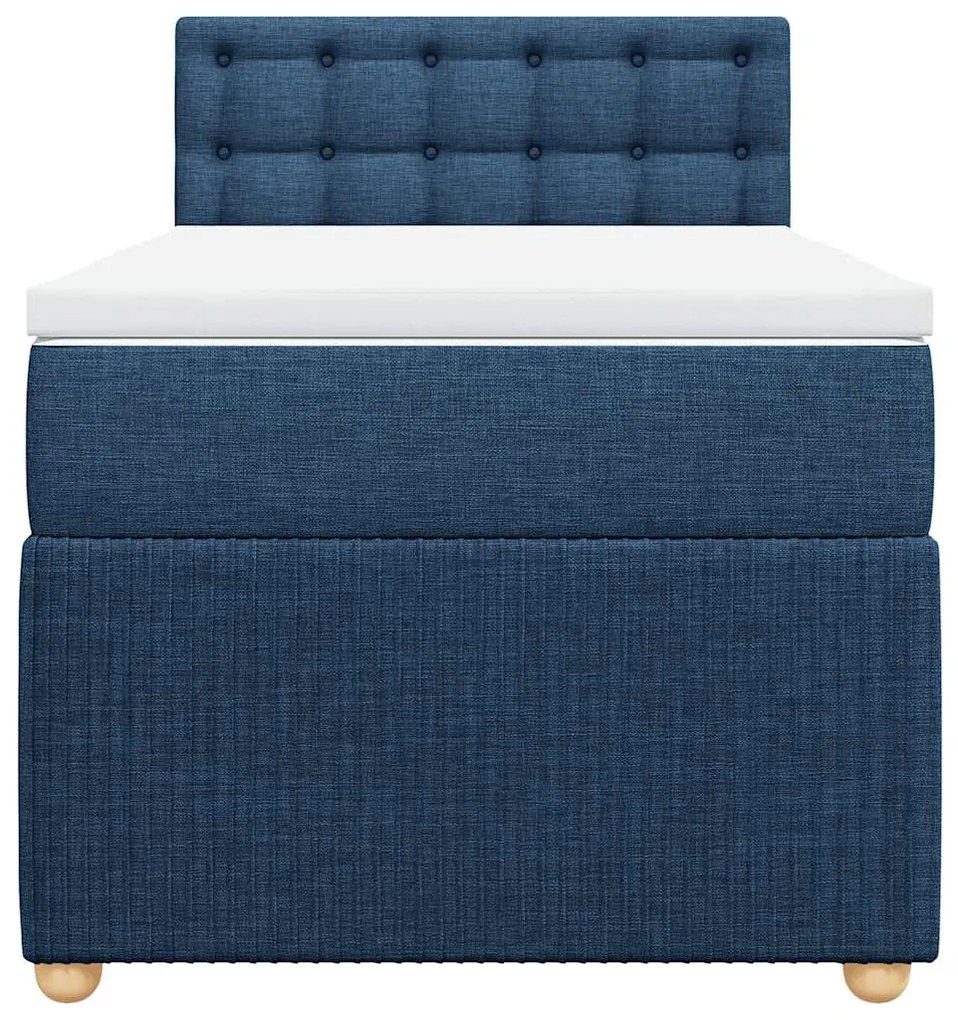 Cama com molas/colchão 90x200 cm tecido azul