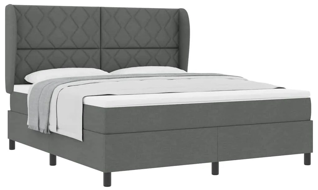 Cama Box com Colchão em Cinza Escuro, 180x200 cm em Tecido