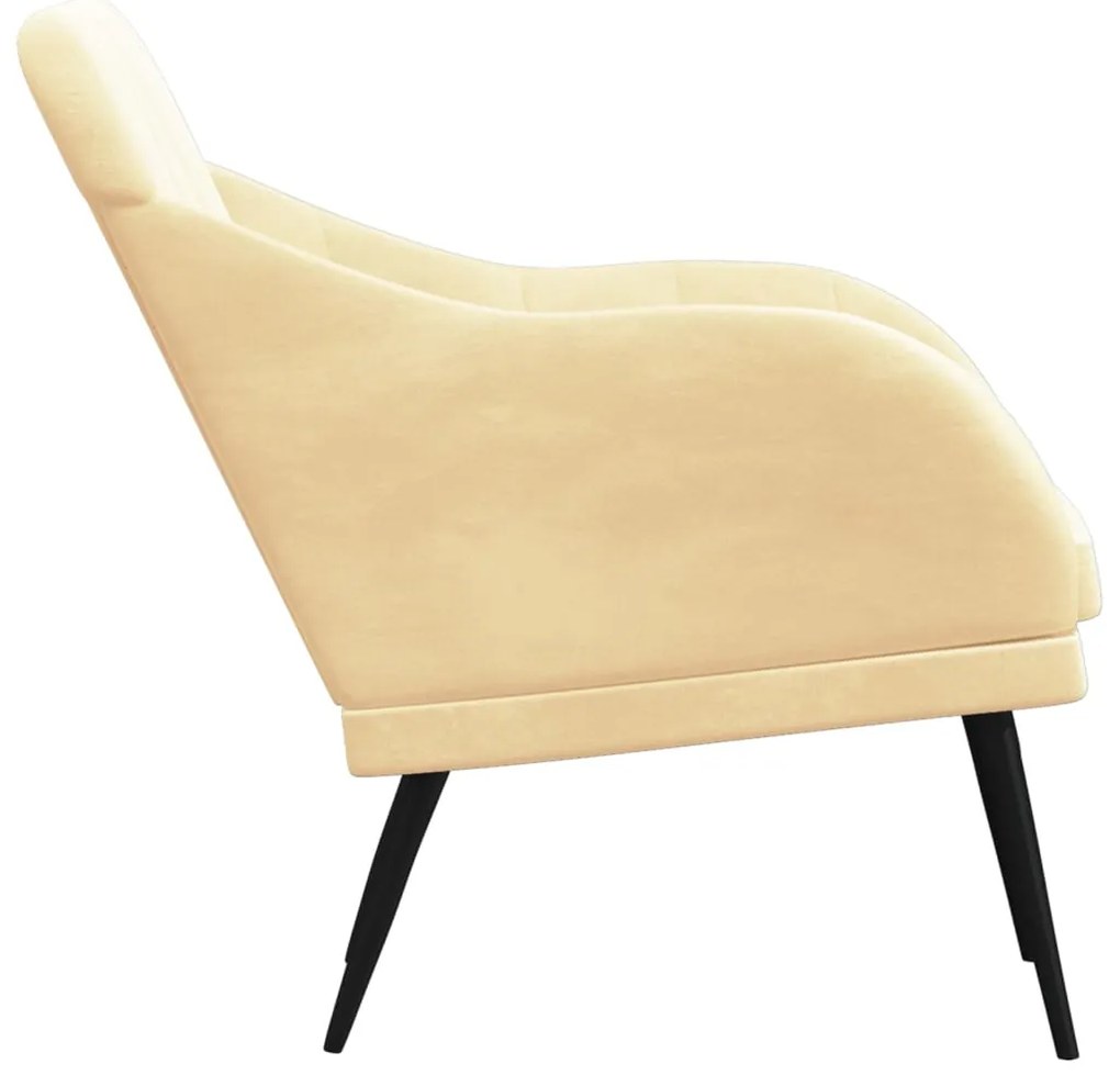 Cadeira com apoio de braços 63x76x80 cm veludo cor creme
