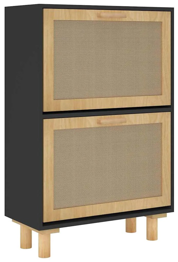 Sapateira 52x25x80 cm derivados de madeira/vime natural preto