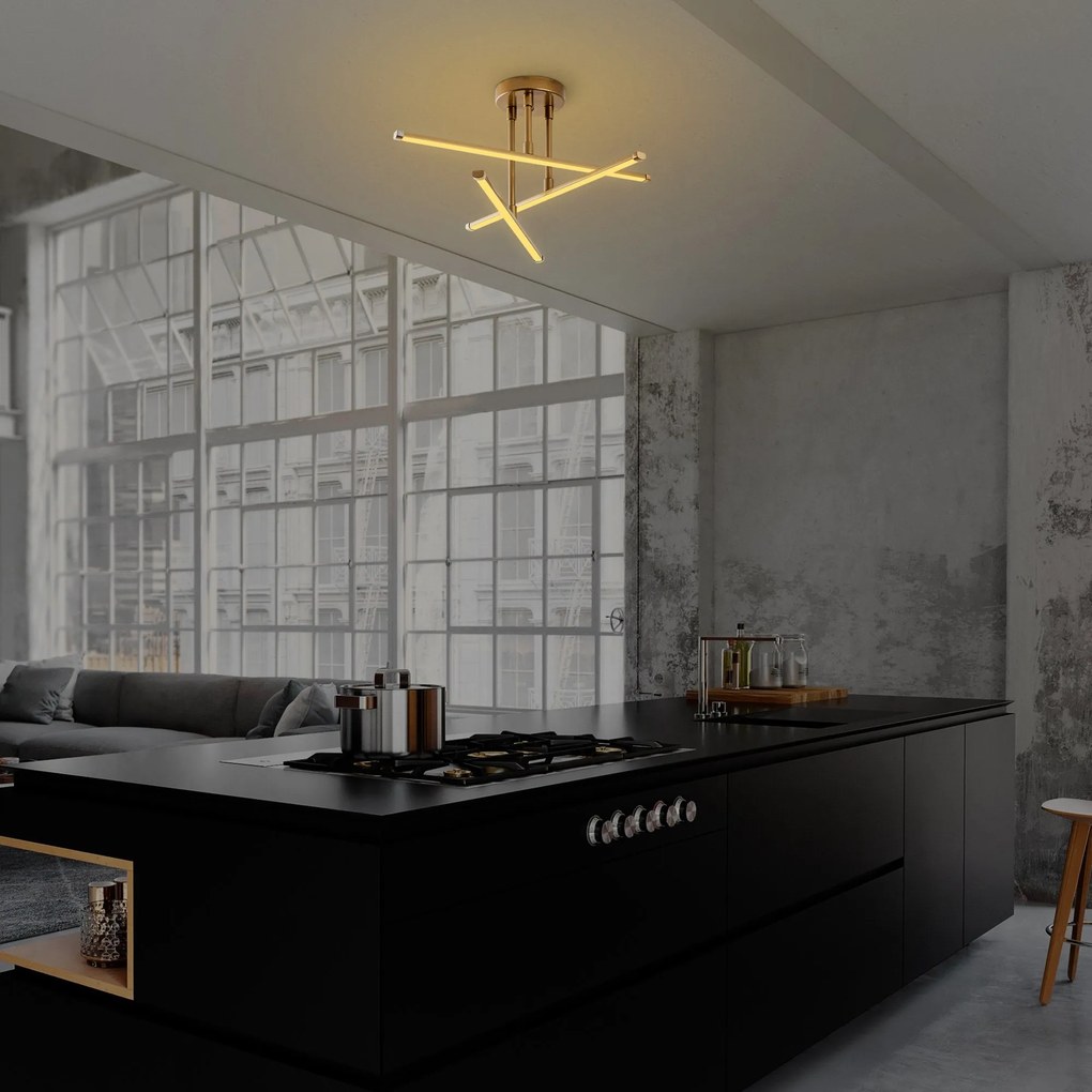 Chandelier Ledflower – Dourado – 51 cm x 26 cm x 51 cm