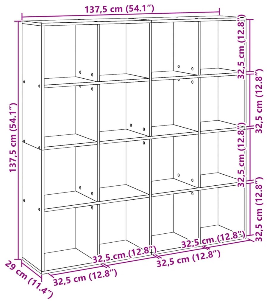 Estante 137,5x29x137,5 cm derivados de madeira cinzento sonoma