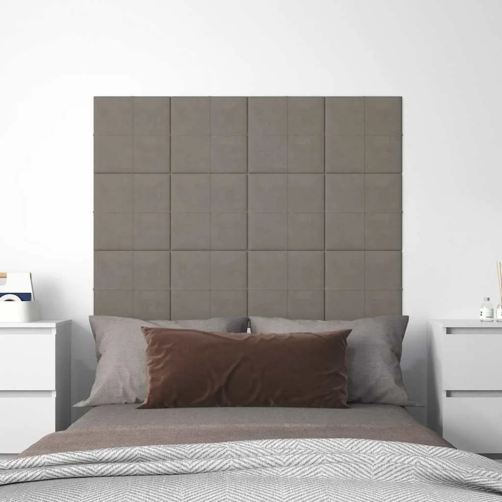 vidaXL Painel de parede 12 pcs 30x30 cm veludo 1,08 m² cinza-claro