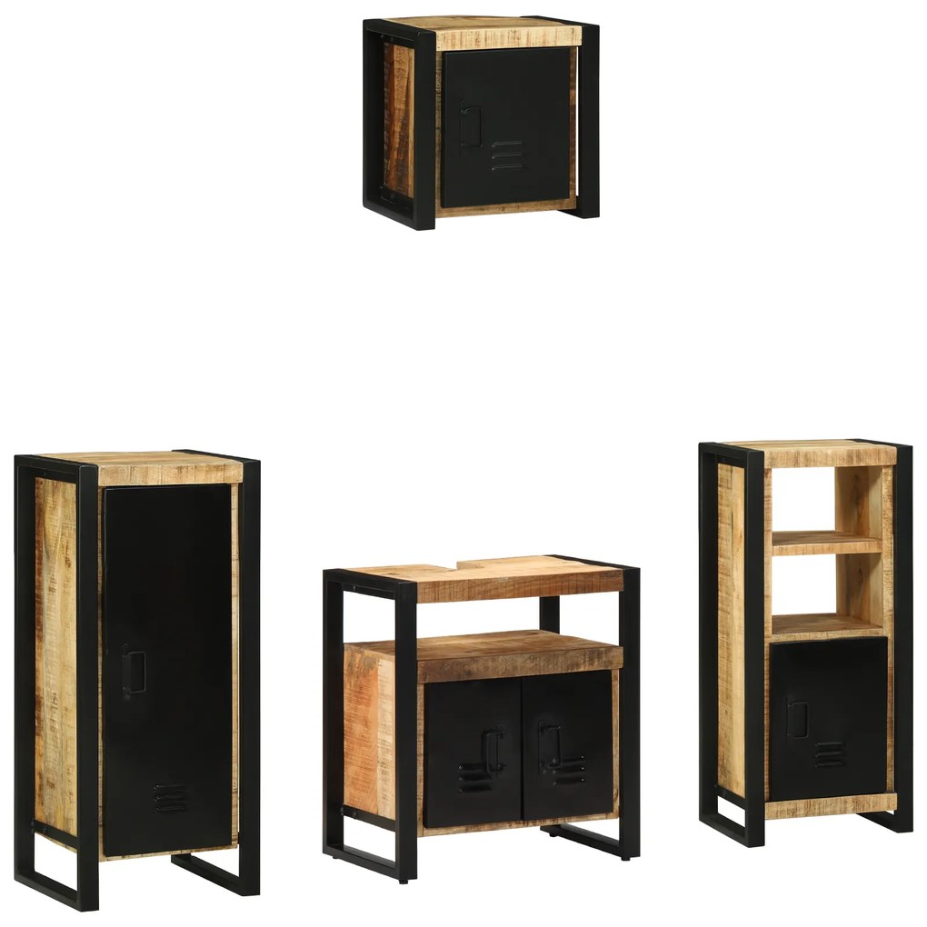 vidaXL Conjunto de Móveis para Banheiro 4 pcs Madeira de manga maciça