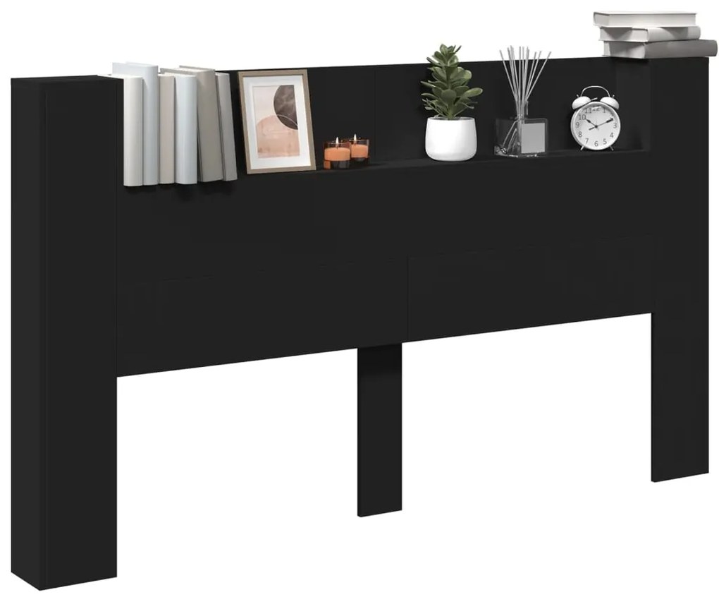 Armário de cabeceira com luzes LED 180x16,5x103,5 cm preto