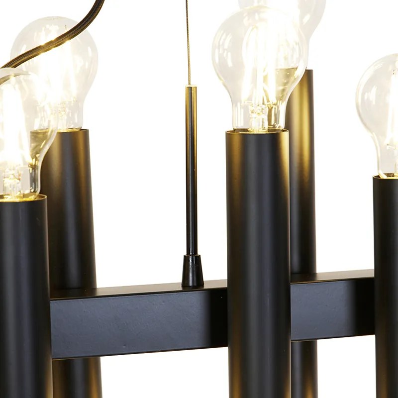 Candeeiro suspenso Art Deco preto 24 luzes - Tubi Art Deco