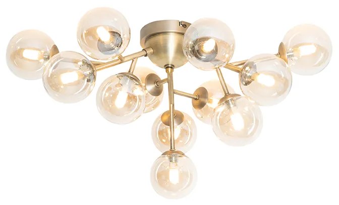 LED Plafond Inteligente Bronze com Vidro Âmbar 12 Luzes incl. 12 Wifi G9 - Bianca