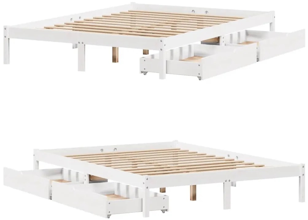 Cama sem colchão 140x190 cm madeira de pinho maciça branco