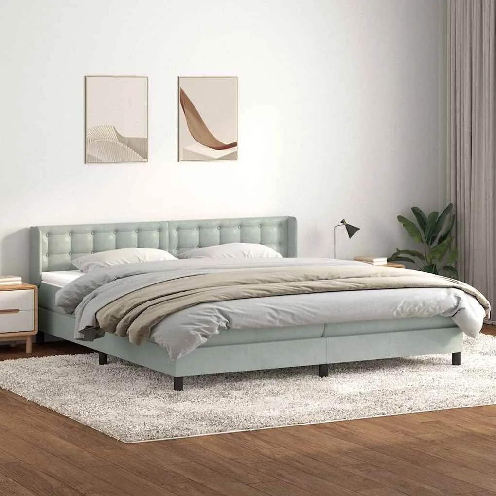 vidaXL Cama com molas/colchão 180x210 cm veludo cinzento-claro