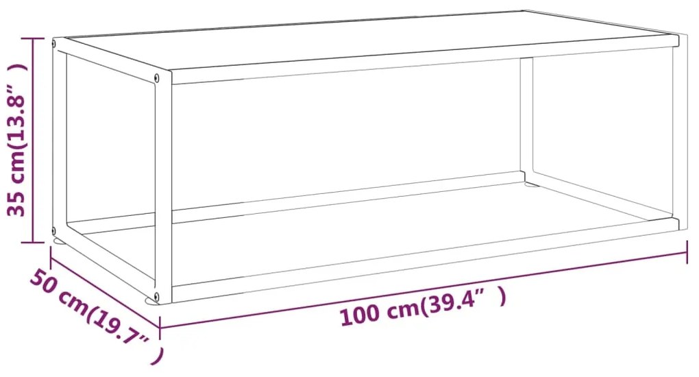 Mesa de centro 100x50x35 cm vidro mármore branco