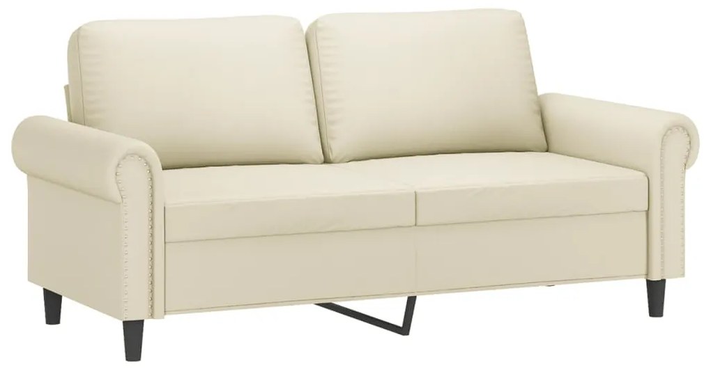 3 pcs conjunto sofás c/ almofadões couro artificial cor creme