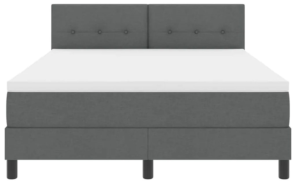 Cama Box Spring com Colchão e LED Cinza Escuro 140x200 cm de Tecido
