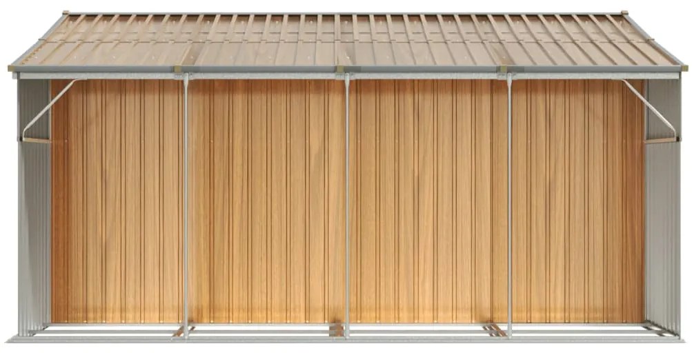 Abrigo de jardim 277x365,5x179cm aço galvanizado castanho-claro