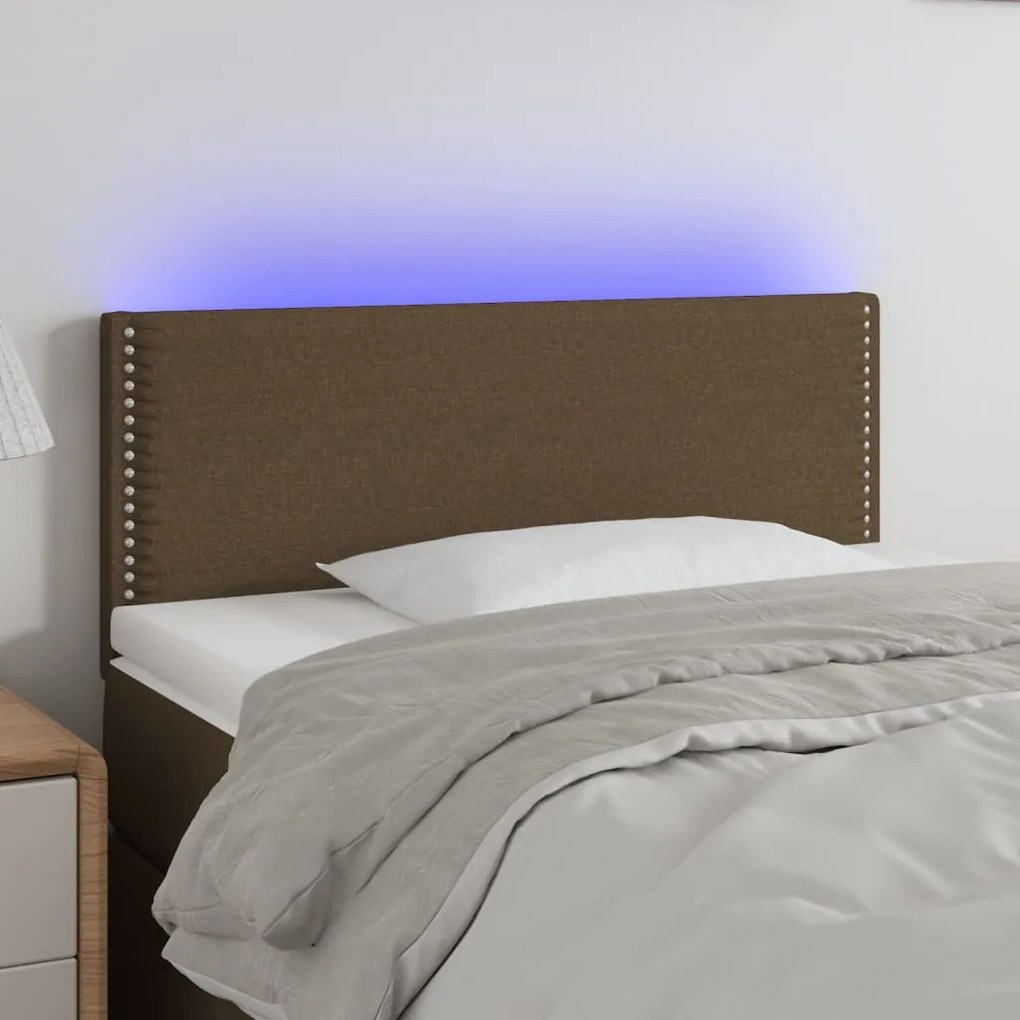 3121449 vidaXL Cabeceira de cama c/ luzes LED tecido 80x5x78/88 cm castanho