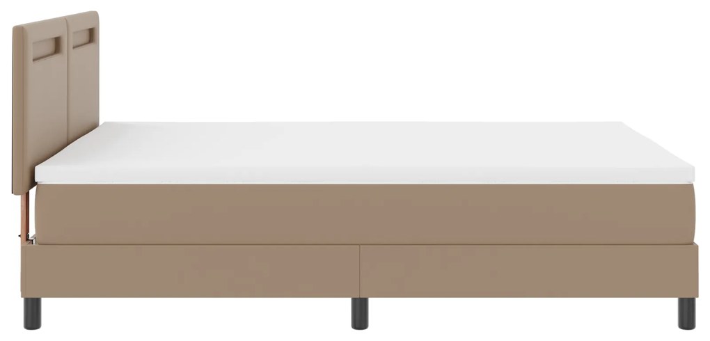 Cama Box Spring vidaXL com Colchão Cappuccino 140x200 cm Couro Sintéti
