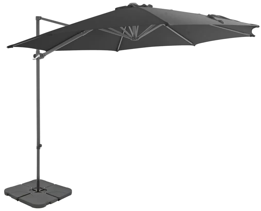 Guarda-sol de jardim com base portátil antracite