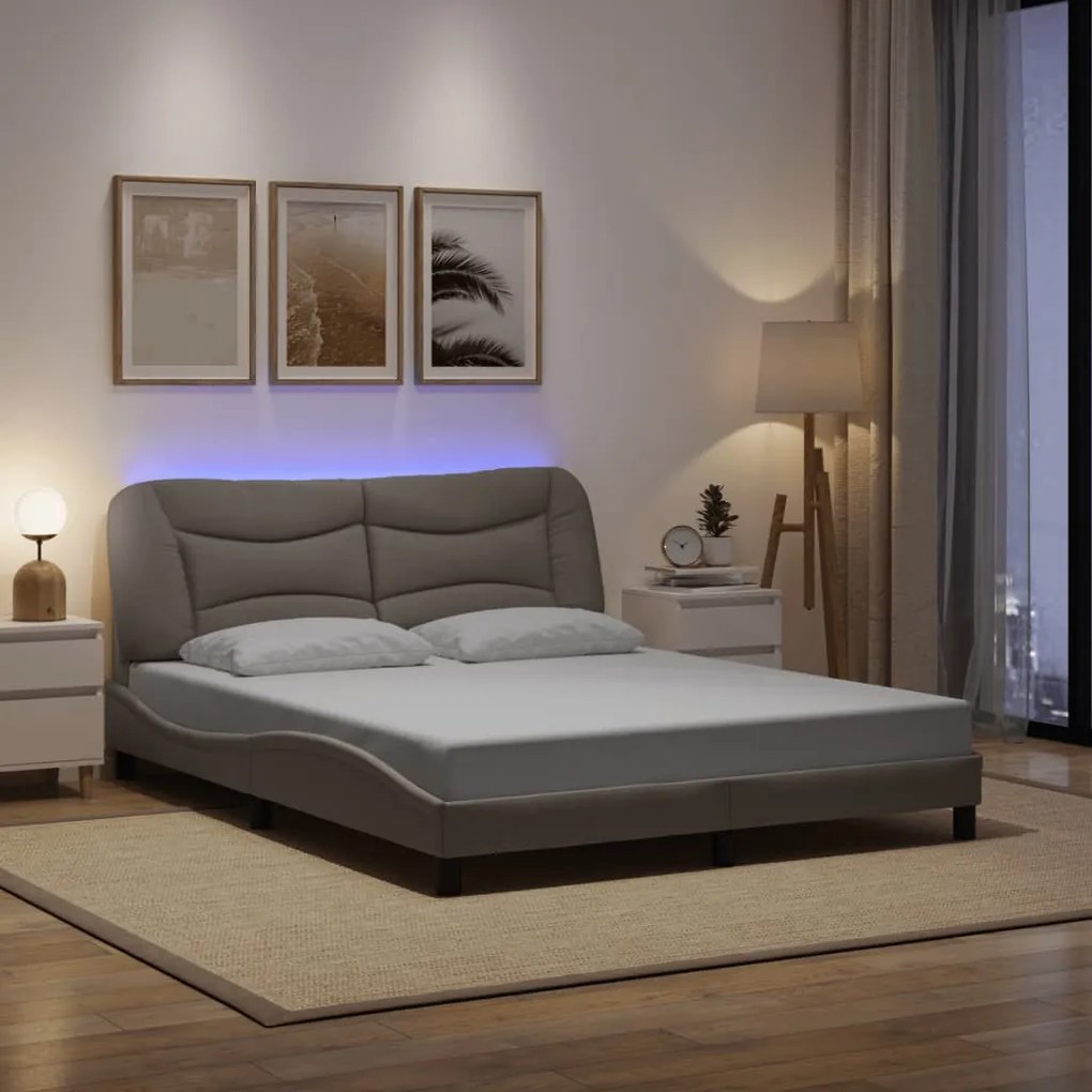 Estrutura de cama com LED sem colchão 160x200 cm tecido