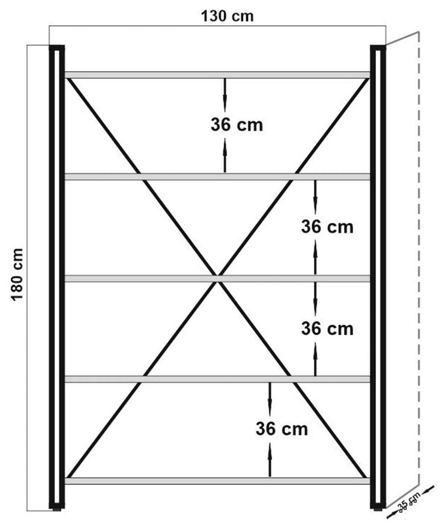 Estante Cosmo – Atlantic Pine Black – 130x180x35 cm