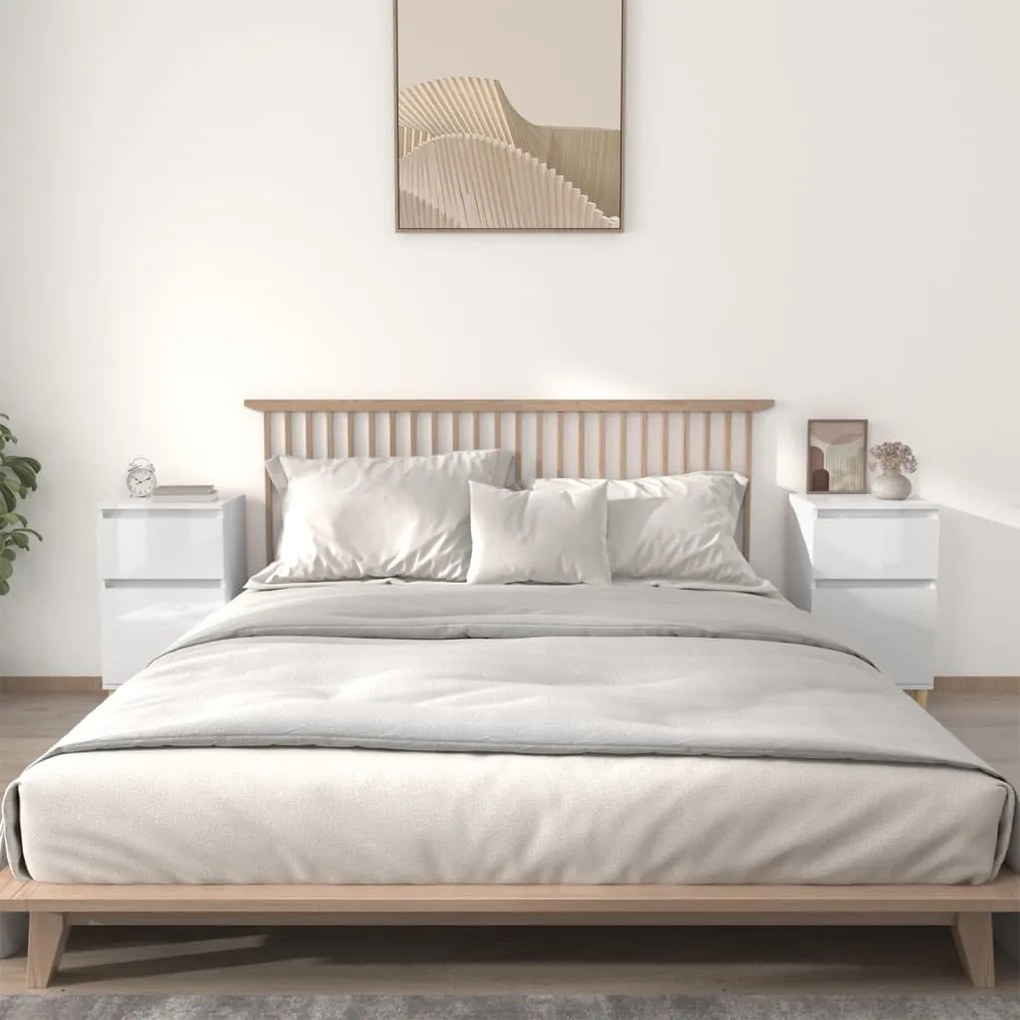 vidaXL Mesas de cabeceira 2 pcs 40x35x70 cm branco brilhante