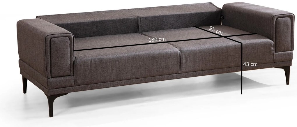 Sofá-Cama 3 Lugares Horizon – Cinzento Escuro – 230x95x77 cm