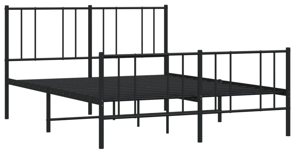 Estrutura de cama com cabeceira e pés 120x200 cm metal preto