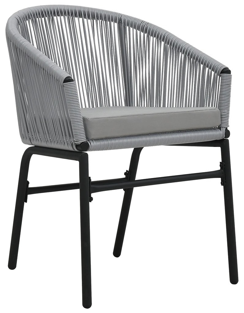 Conjunto de Jantar de Jardim de 5 Peças - Rattan Poliéster Cinza