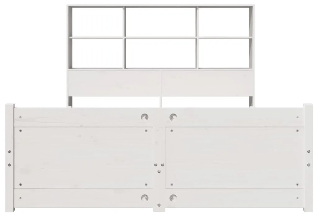 Cama com estante sem colchão 140x200 cm pinho maciço branco