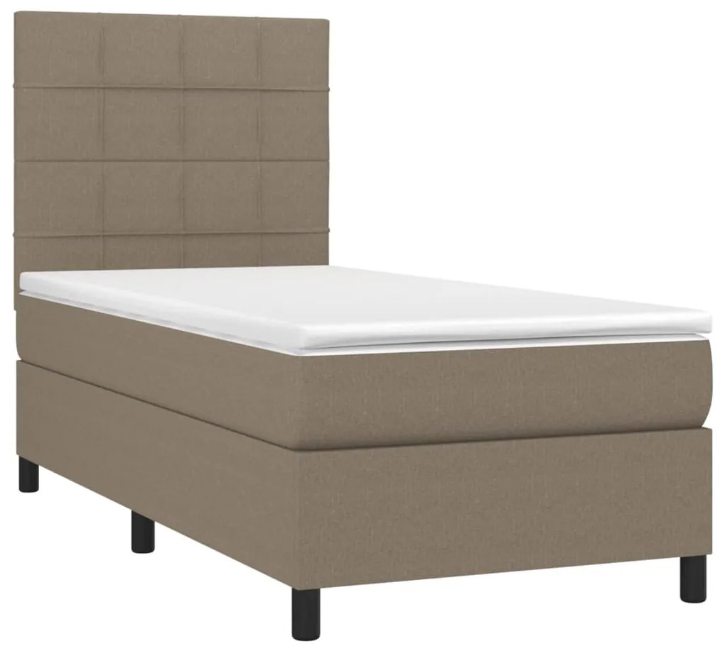 Cama box spring colchão/LED 100x200cm tecido cinza-acastanhado