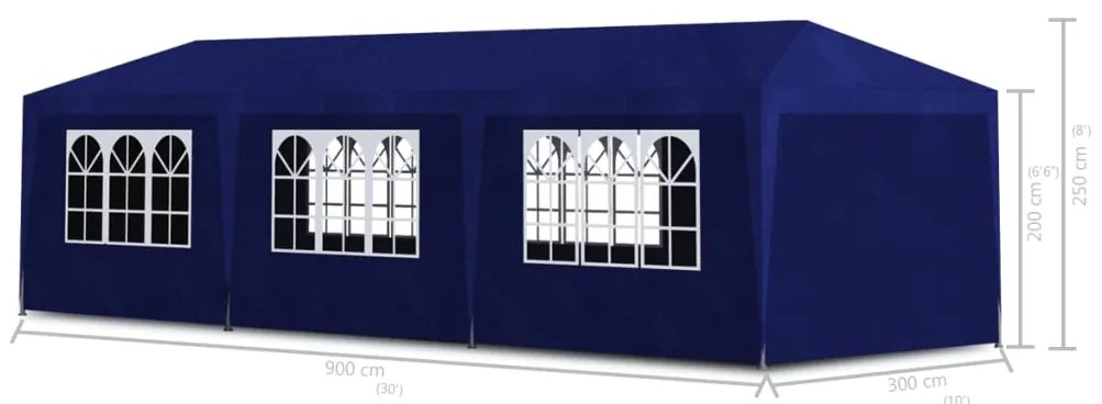 Tenda de Eventos Profissional Impermeável - 3x9 m - Azul