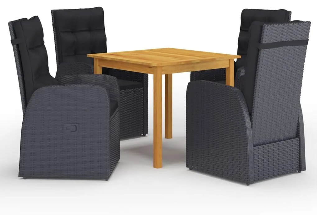 vidaXL 5 pcs conjunto de jantar de jardim preto