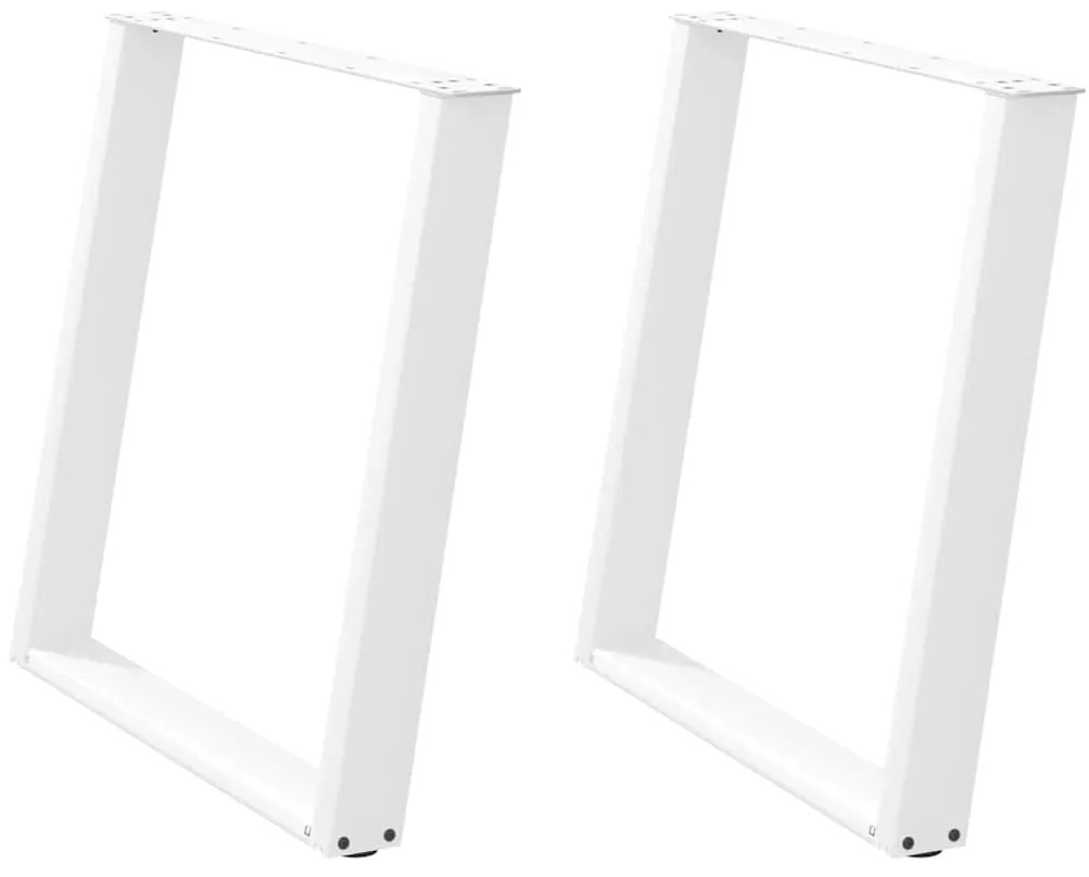 Pés de mesa de jantar em forma de U, 2 peças, branco, 70 x (72-73) cm,