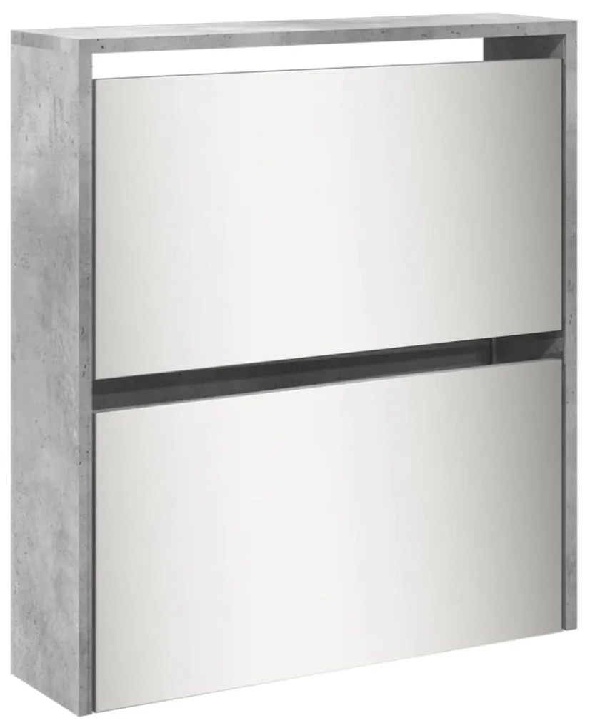 Sapateira c/ espelho 5 divisórias 63x17x169,5 cm cinza cimento