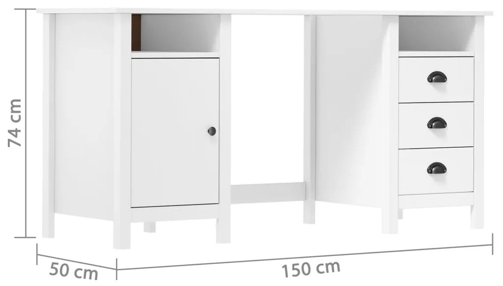 Secretária Hill 150x50x74 cm pinho maciço branco