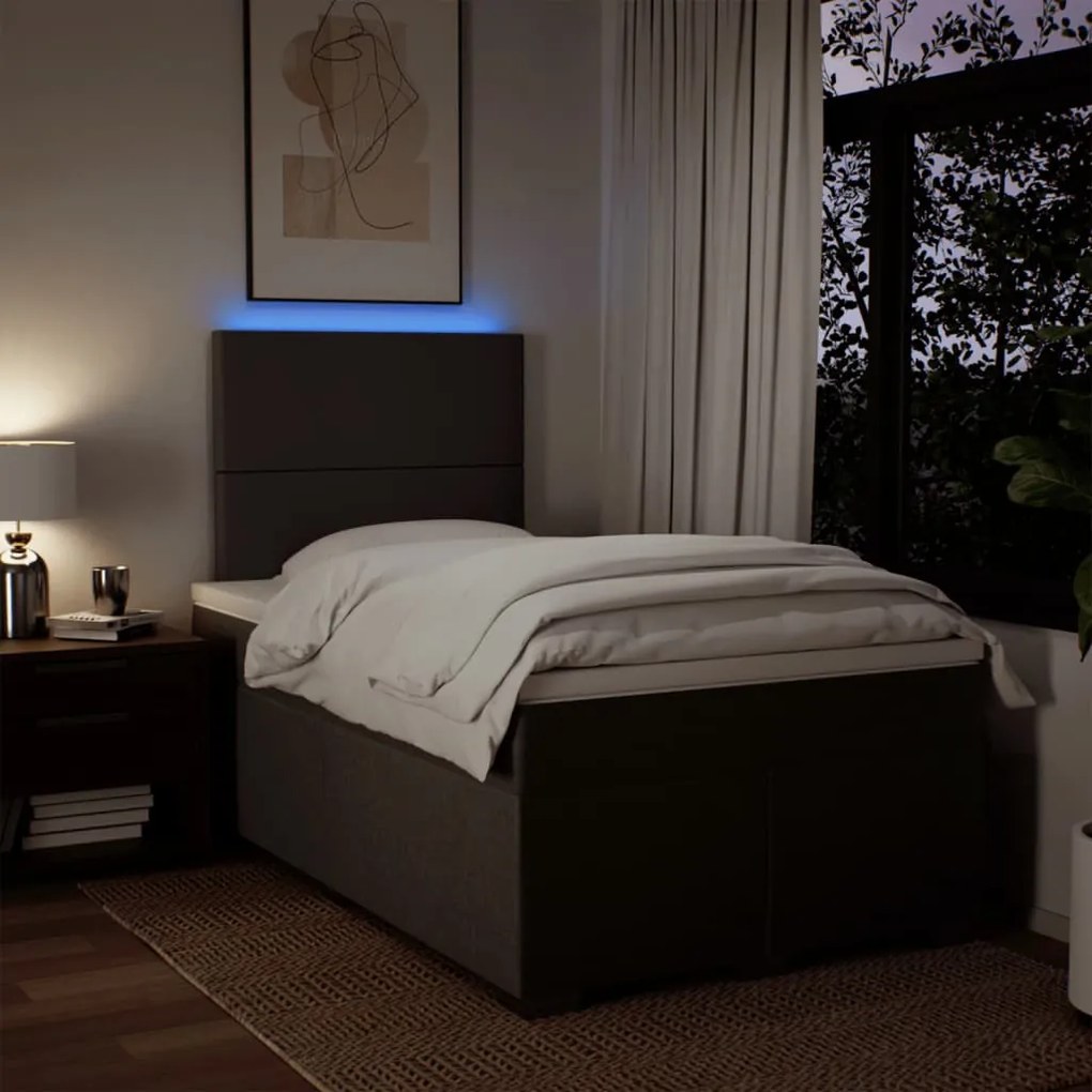 Cama boxspring com colchão 120x190 cm tecido cinzento-claro