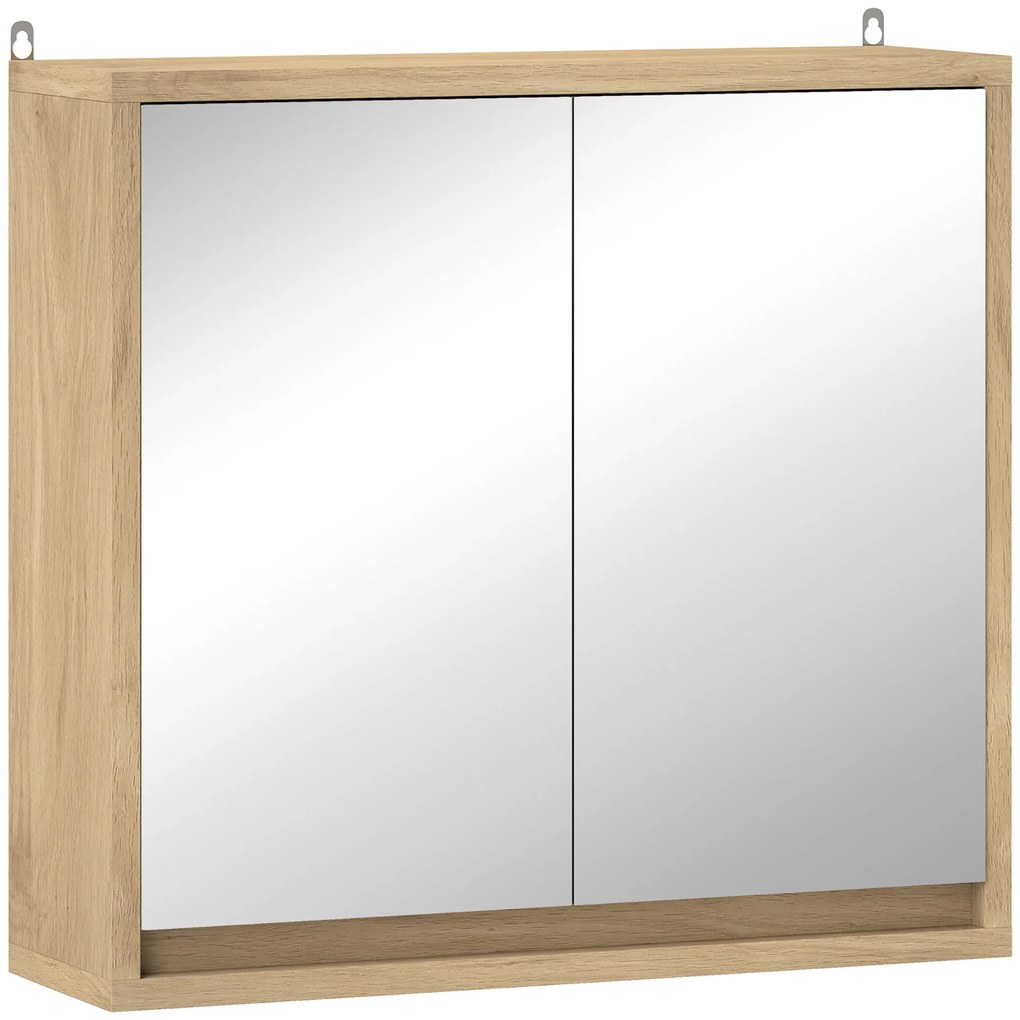 HOMCOM Armário de Casa de Banho com Espelho Móvel Suspenso de Casa de Banho com Prateleira Interior Ajustável 48x14,5x45 cm Madeira