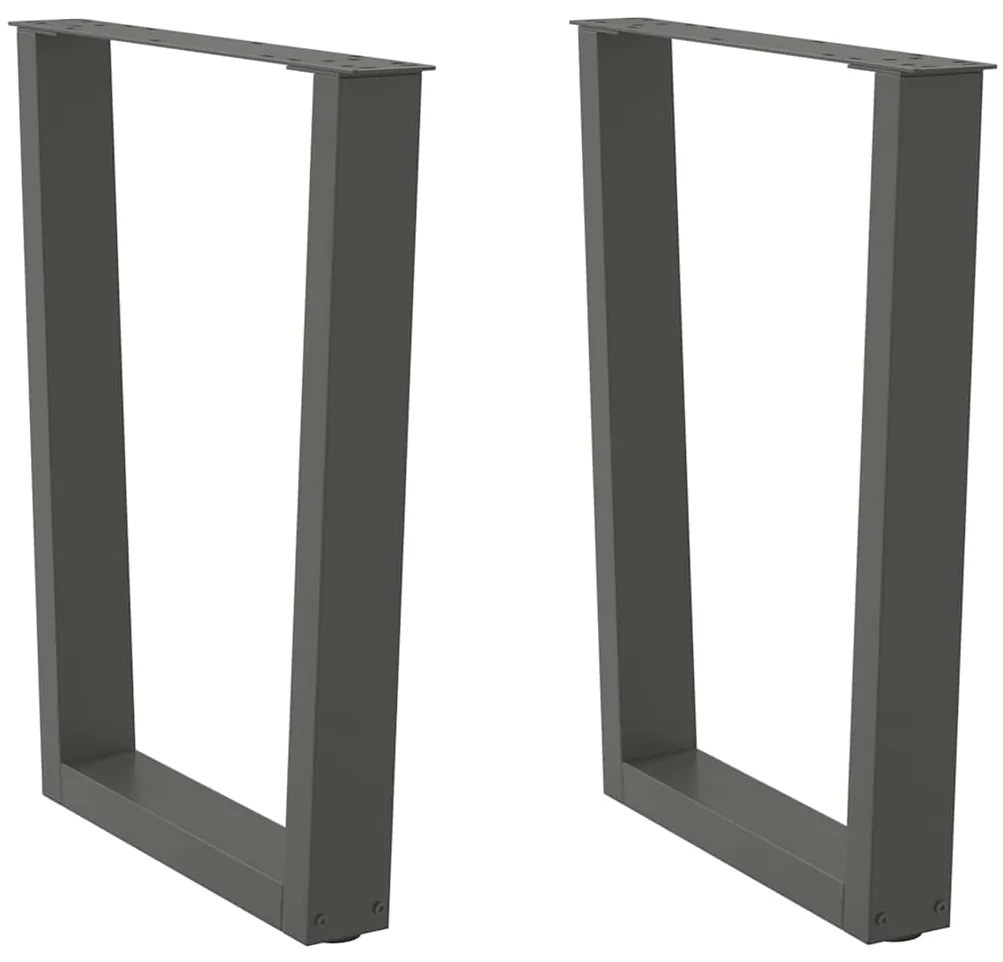 Pés para mesa de jantar em V, 2 peças, antracite, 60x(72-73,3) cm, aço