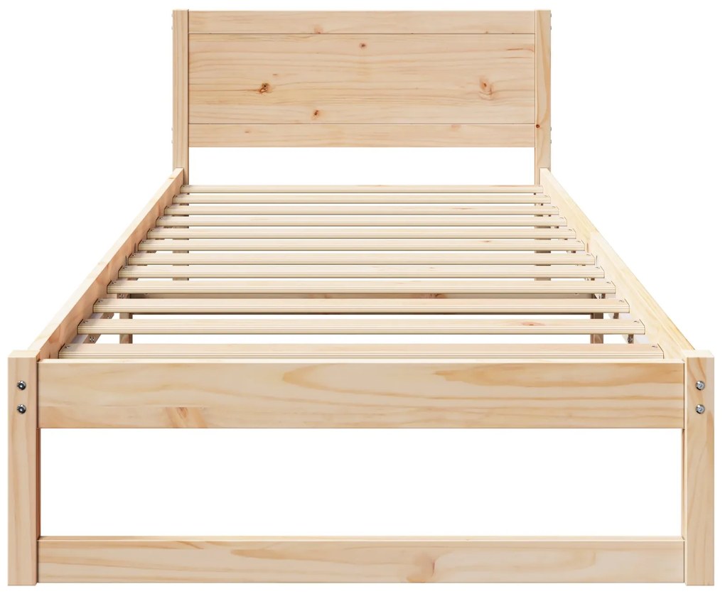 Estrutura de Cama Natural Madeira de Pinho Maciça Solteiro