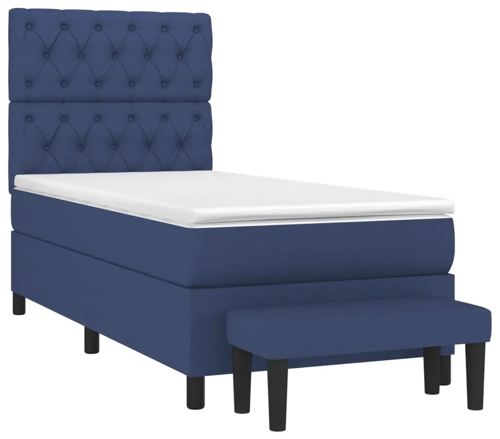 Cama com molas/colchão 80x200 cm tecido azul