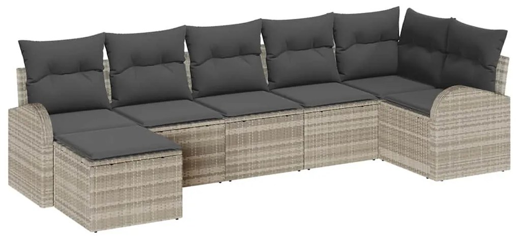Conjunto de Sofá de Jardim com 7 Peças e Almofadas Cinza Claro em Ratt