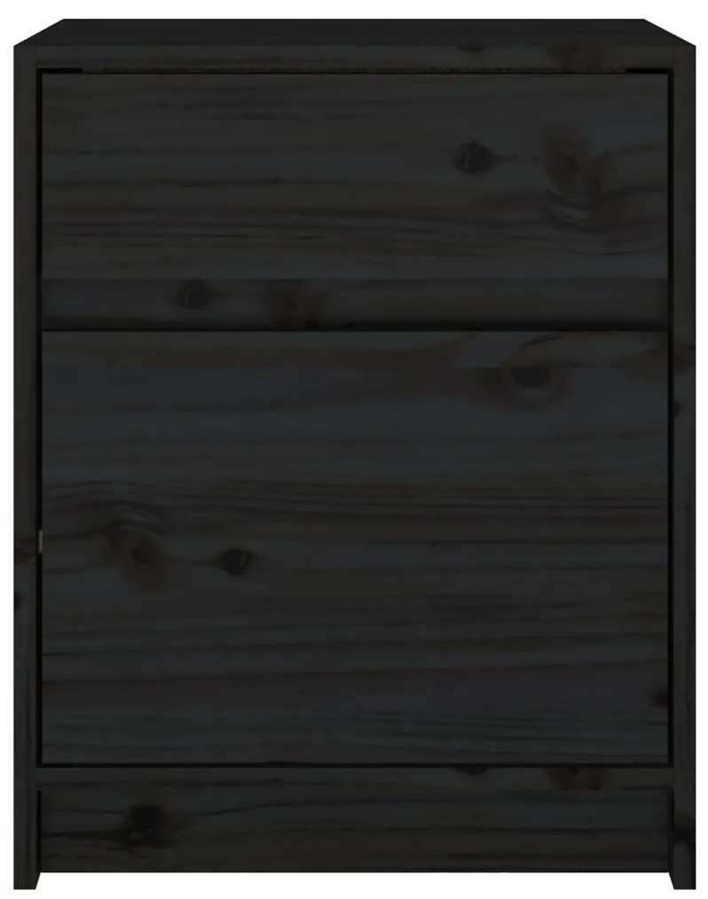 Mesas de cabeceira 2 pcs 40x31x50 cm pinho maciço preto