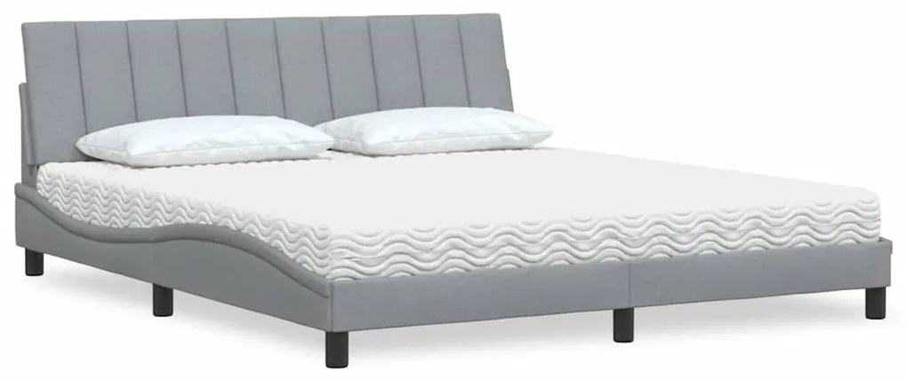 vidaXL Cama com colchão Hanko 180x200 cm tecido cinzento-claro
