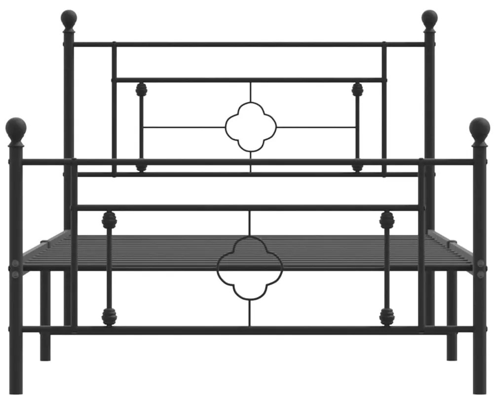 Estrutura de cama com cabeceira e pés 107x203 cm metal preto