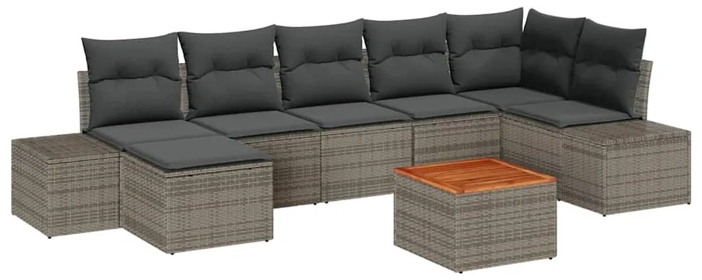 Conjunto de Sofá de Jardim 8 pcs Cinzeto Rattan Sintético