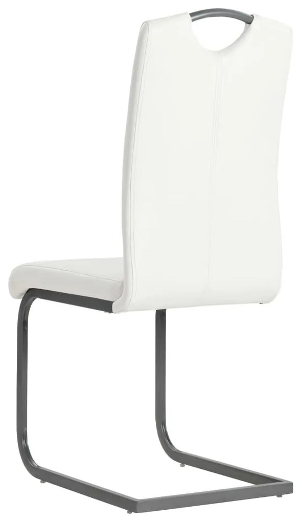 Cadeiras de jantar cantilever 2 pcs couro artificial branco