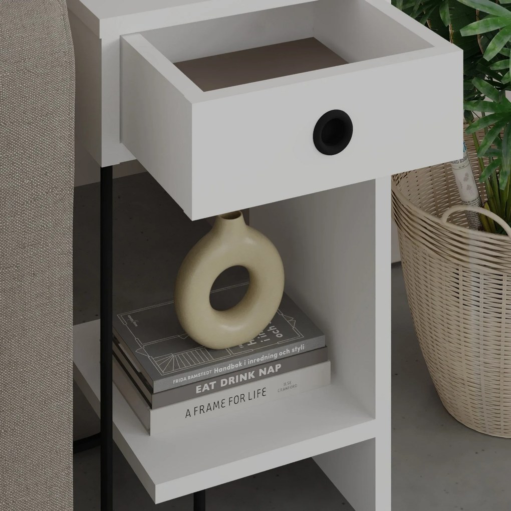 Mesinha de Cabeceira Sirius Right – Branco – 32x61x30 cm