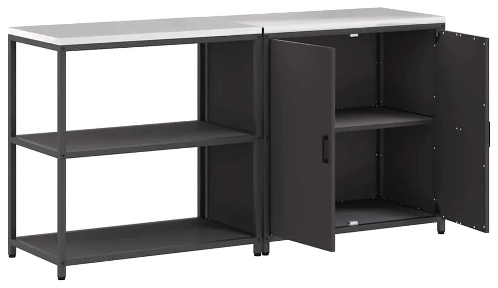 Conjunto de Armazenamento de Cozinha com prateleira 2 pcs Preto