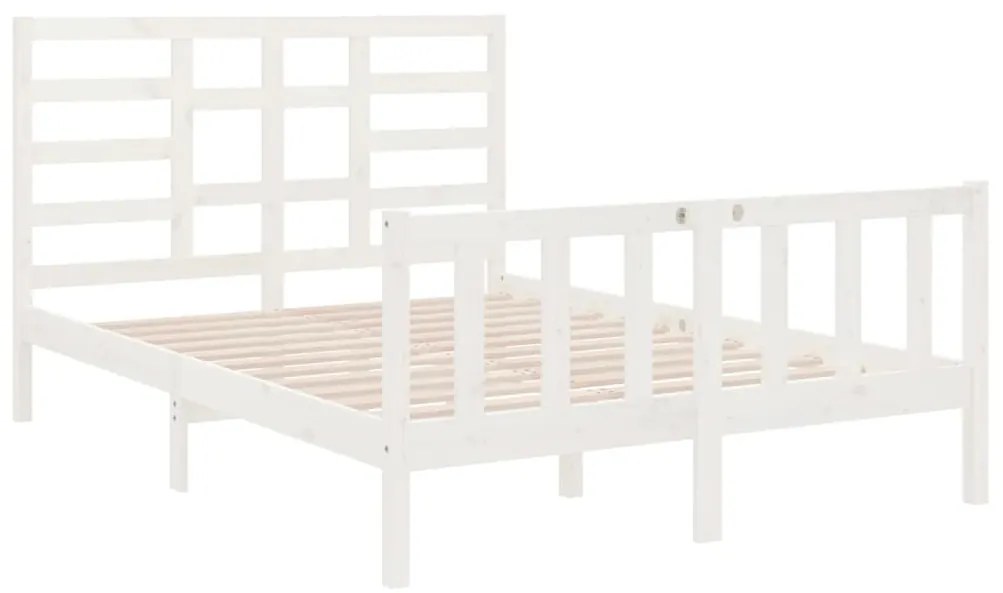 Estrutura cama pequena casal 120x190 cm pinho maciço branco