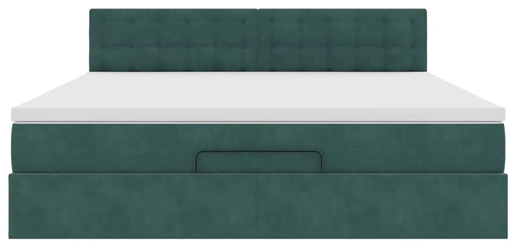 Estrutura de cama otomana com colchão 180x200 cm verde escuro