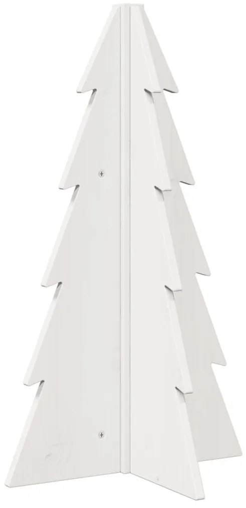 Árvore Natal decorativa 69,5 cm madeira de pinho maciça branco