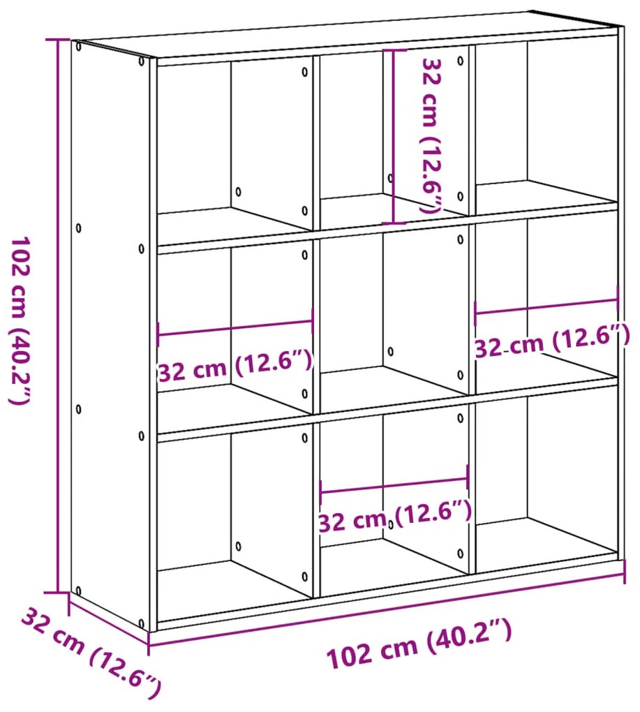 Estante 102x32x102 cm derivados de madeira cinzento cimento